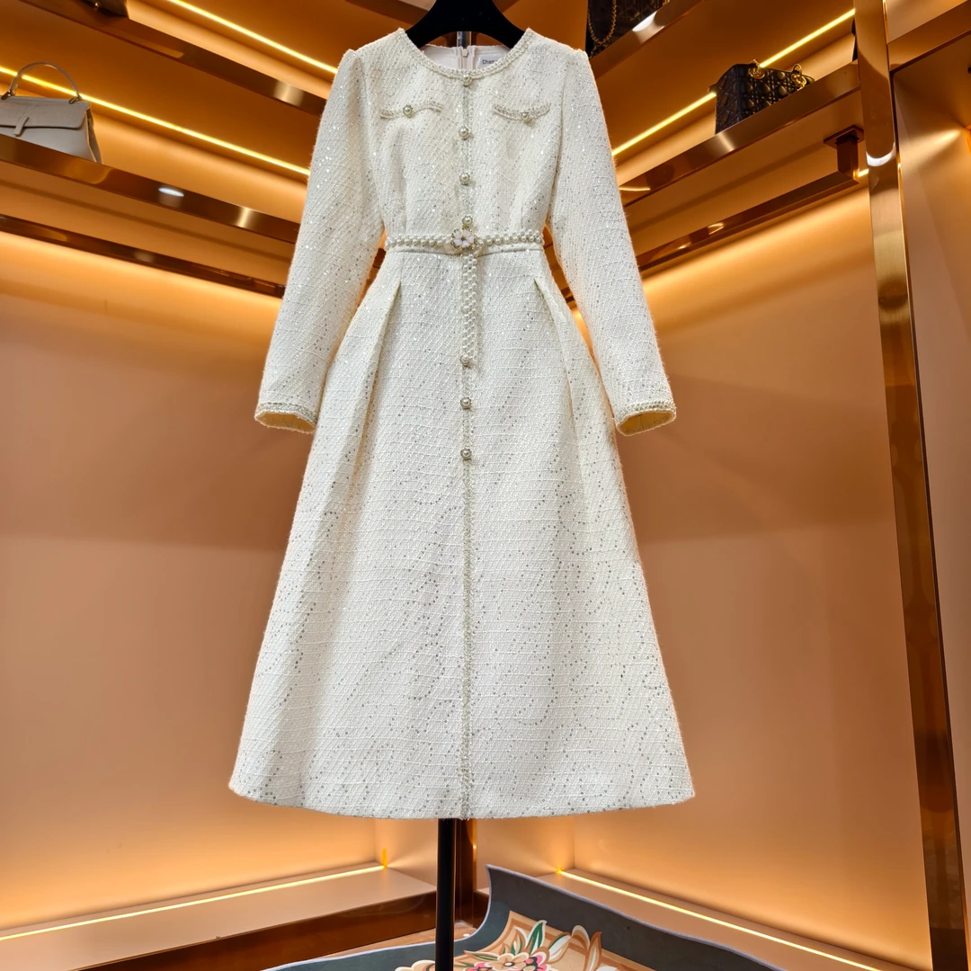 【钻石星河】[菜菜]轻奢设计师优雅气质修身时尚收腰连衣裙-85600