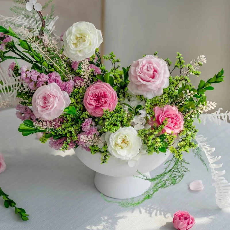 【千百度】永生奥斯汀玫瑰餐桌花茶几家居摆件礼物送女友送闺蜜