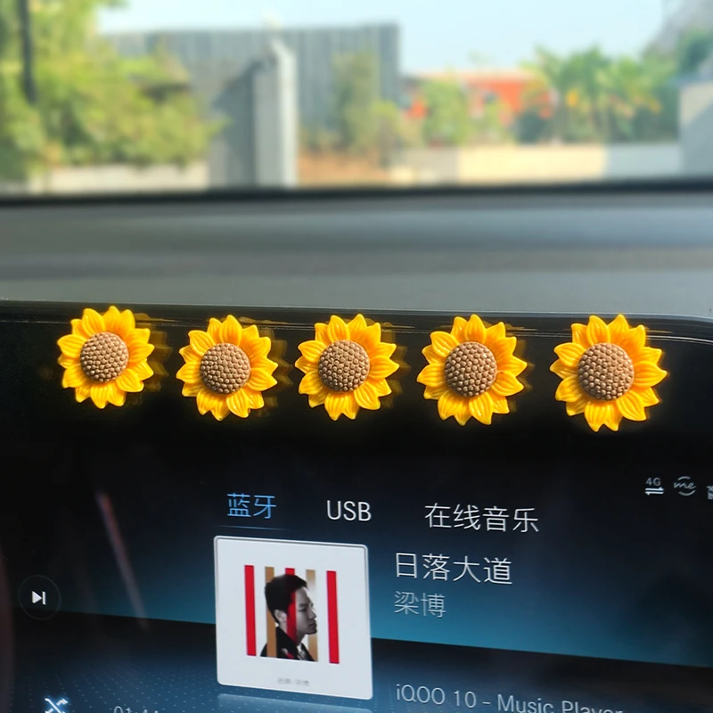 大朵【5朵一套】2024年新款摇头向日葵汽车摆件车载太阳花摆件饰品