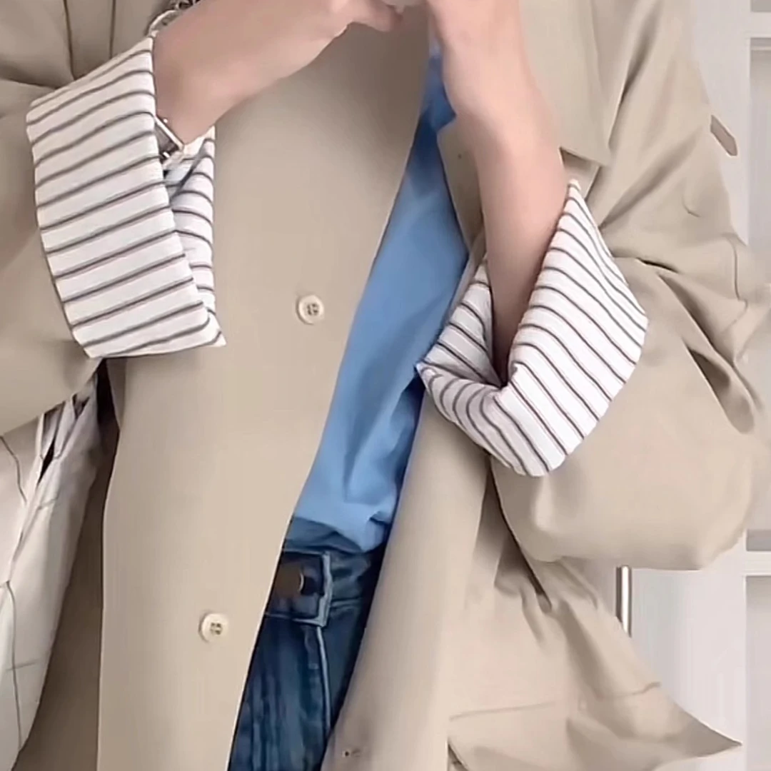 2025年春秋新款高级宽松廓形卡其色风衣等风来韩版宽松休闲风衣