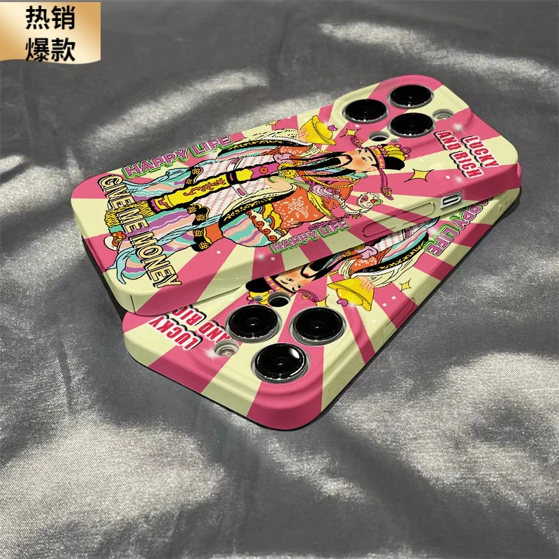 适用潮牌财神爷苹果14promax手机壳13菲林壳12/11全包xr硬壳爆款