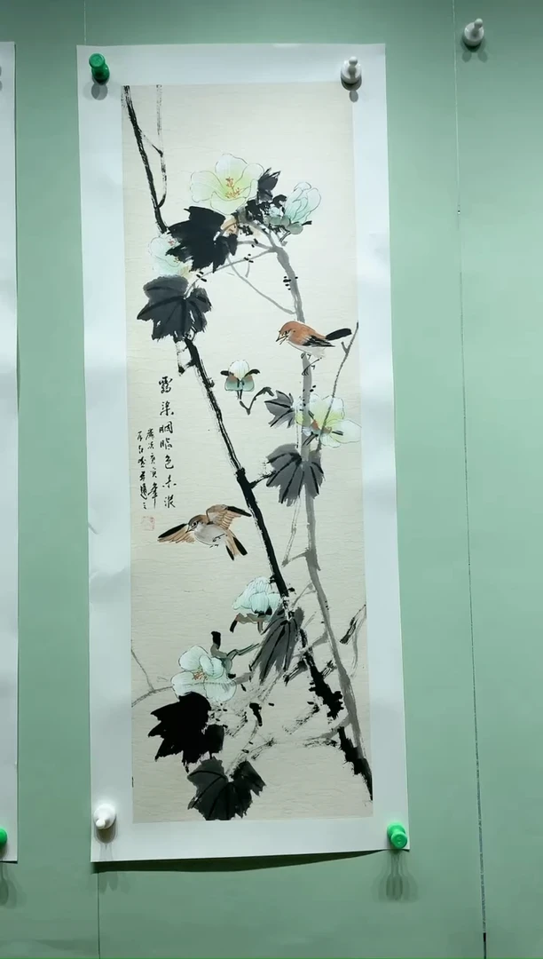 【闪购商品】绘画石江-花鸟43*120