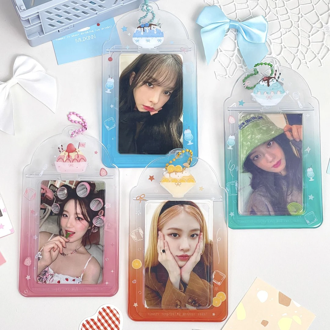 Muxinn清凉一夏PVC卡套透明渐变3寸小卡收纳套保护套包包装饰挂件