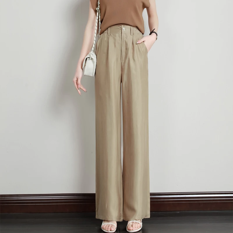 重磅铜氨丝垂感阔腿裤显瘦薄款宽松大码高腰高个子休闲裤加长款