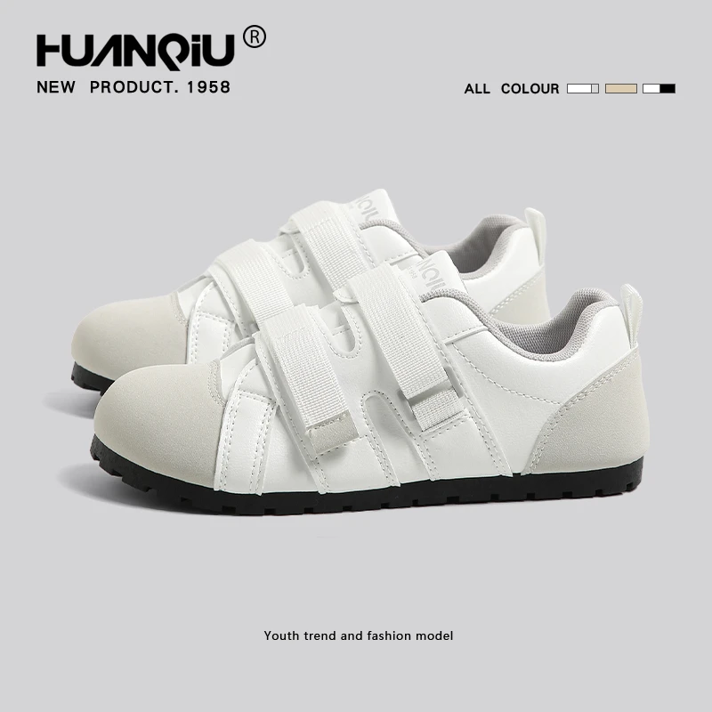 环球德训鞋女2025秋季新款平底小白鞋女百搭小众魔术贴运动板鞋子