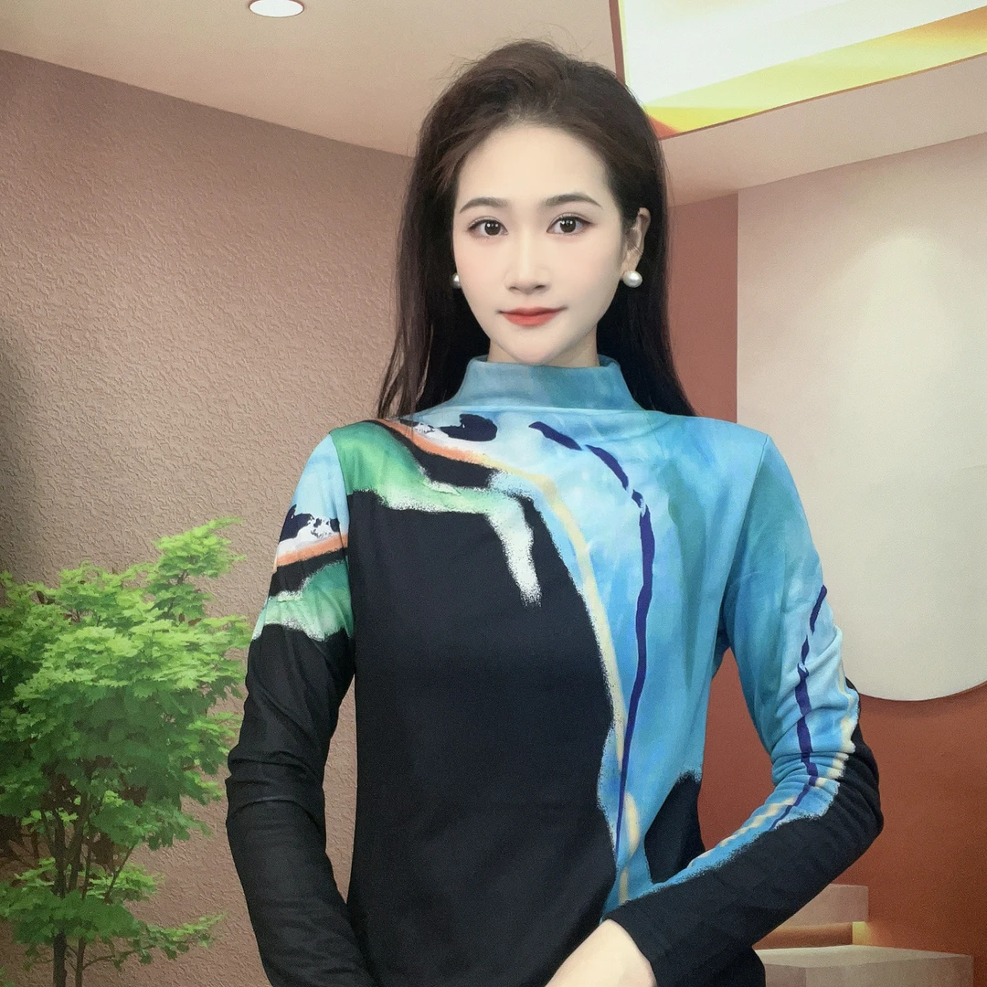秋冬新款长袖高领加绒保暖T恤上衣A221