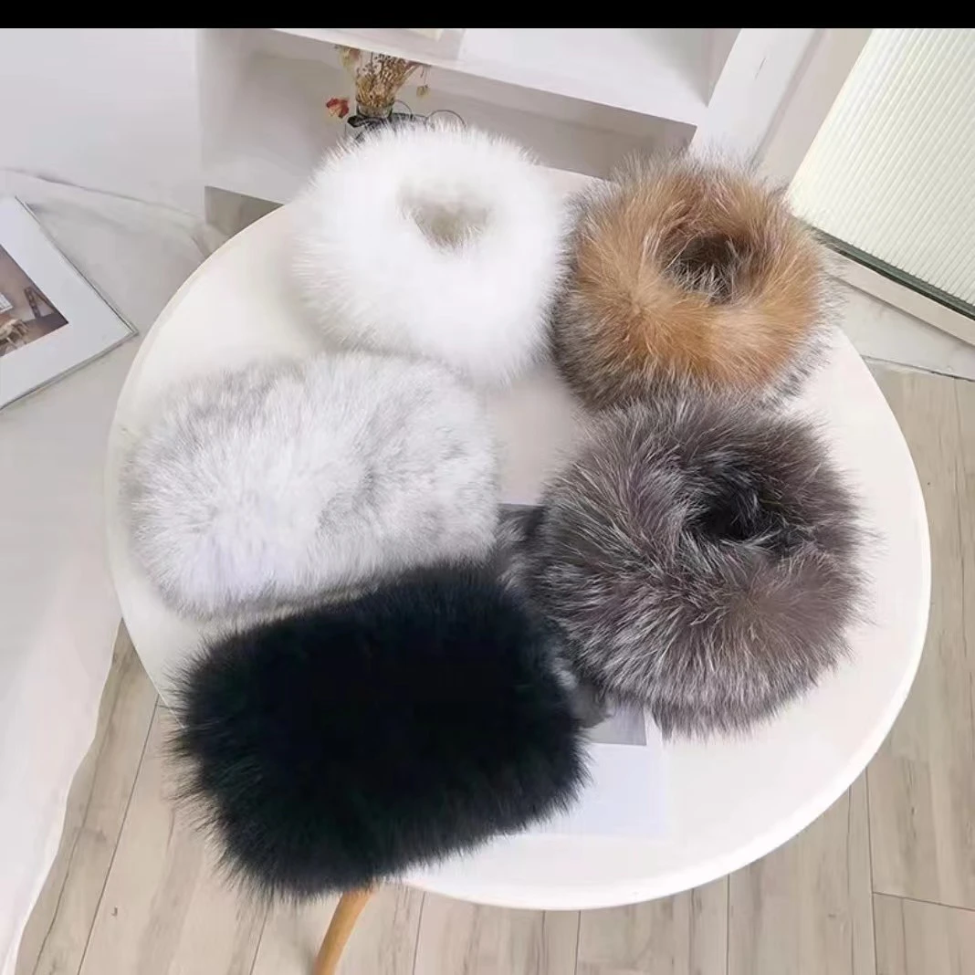 2023新款时尚保暖狐狸毛编织款脖套发带加密加厚版百搭多用途舒适