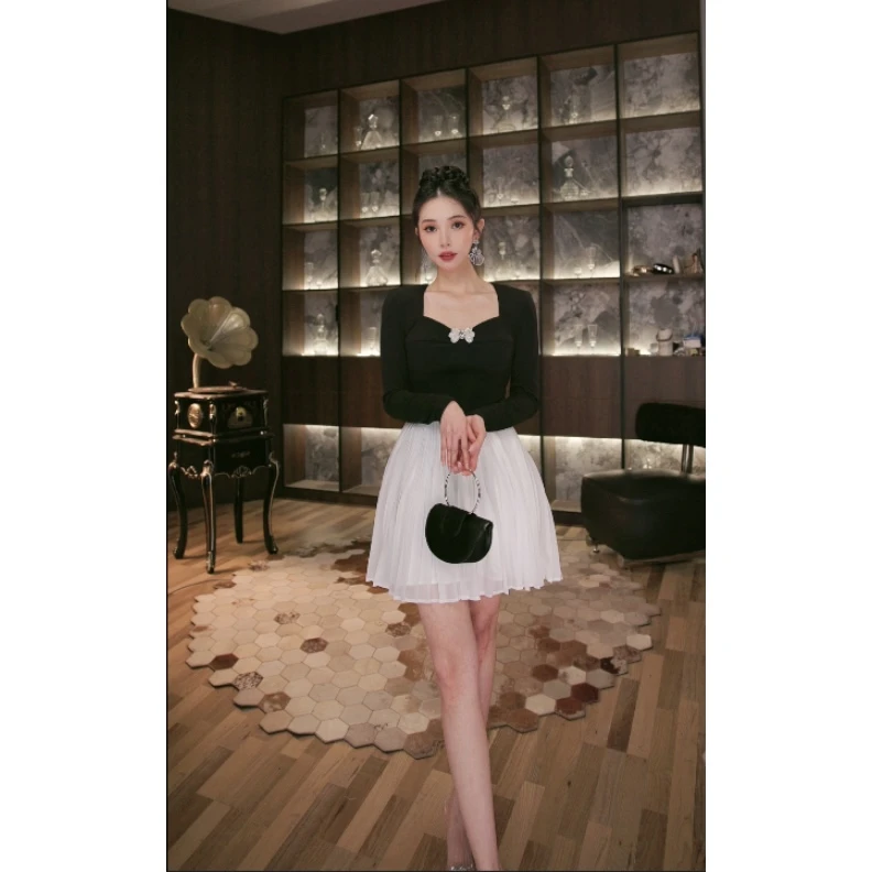 六爻定制 法式气质名媛显瘦优雅时尚连衣裙21455