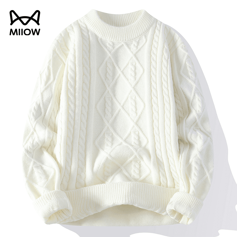 猫人毛衣男款半高领秋冬季中领宽松加绒加厚百搭高级感保暖上衣服