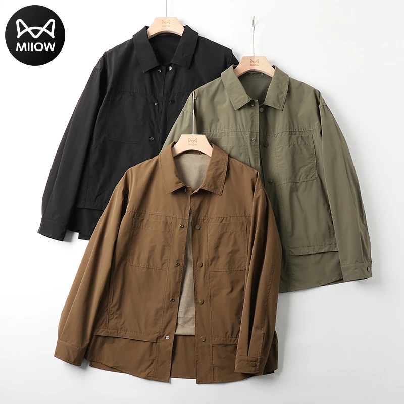 猫人翻领外套男2023年春秋潮牌美式复古工装风夹克男青年上衣服男