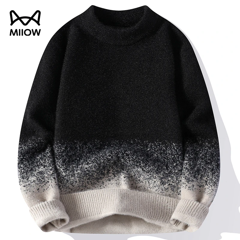 猫人毛衣男士冬季宽松美式复古线衣外套加厚简约内搭打底针织衫