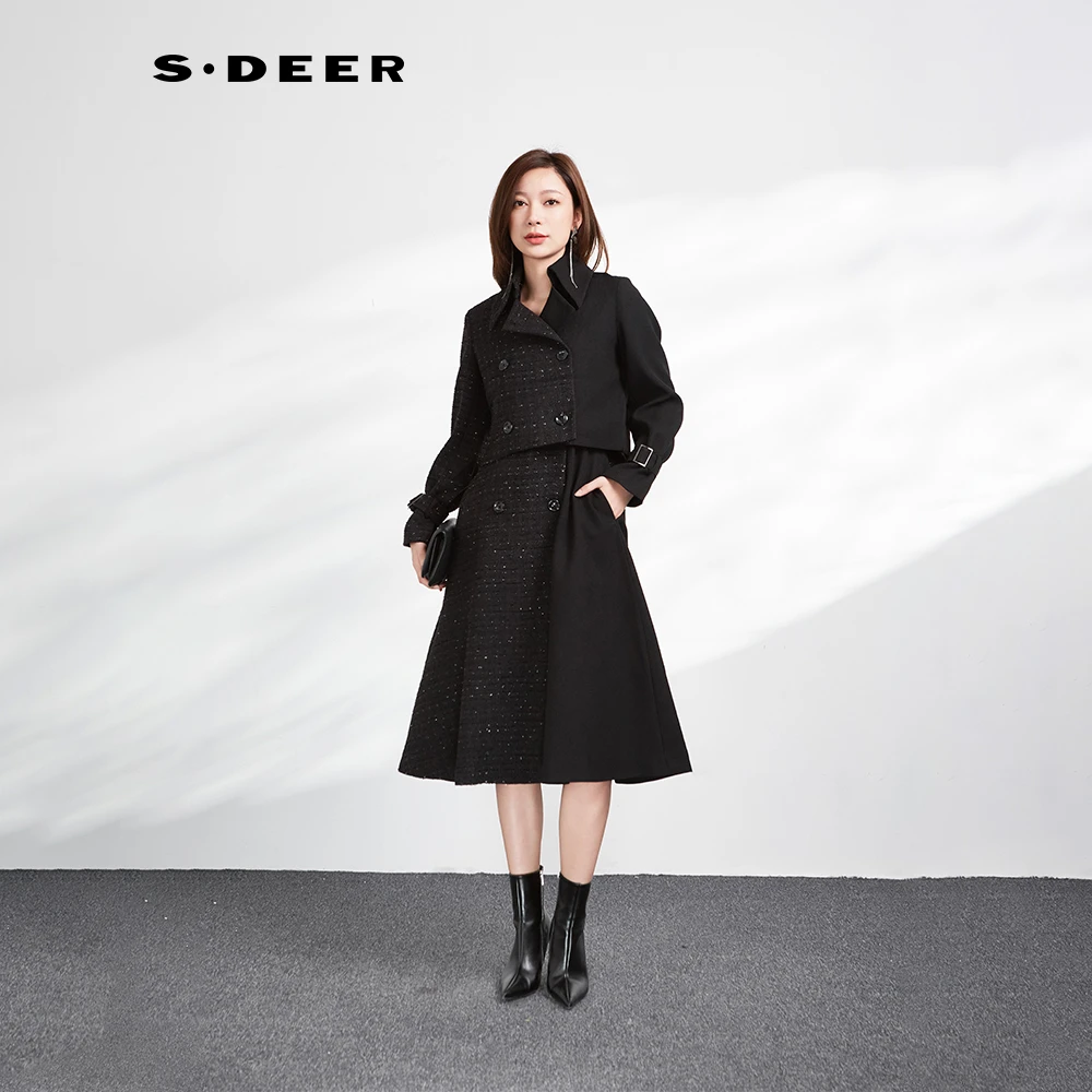 S·DEER圣迪奥秋冬轻奢法式时尚针织百搭气质格纹设计师款套装