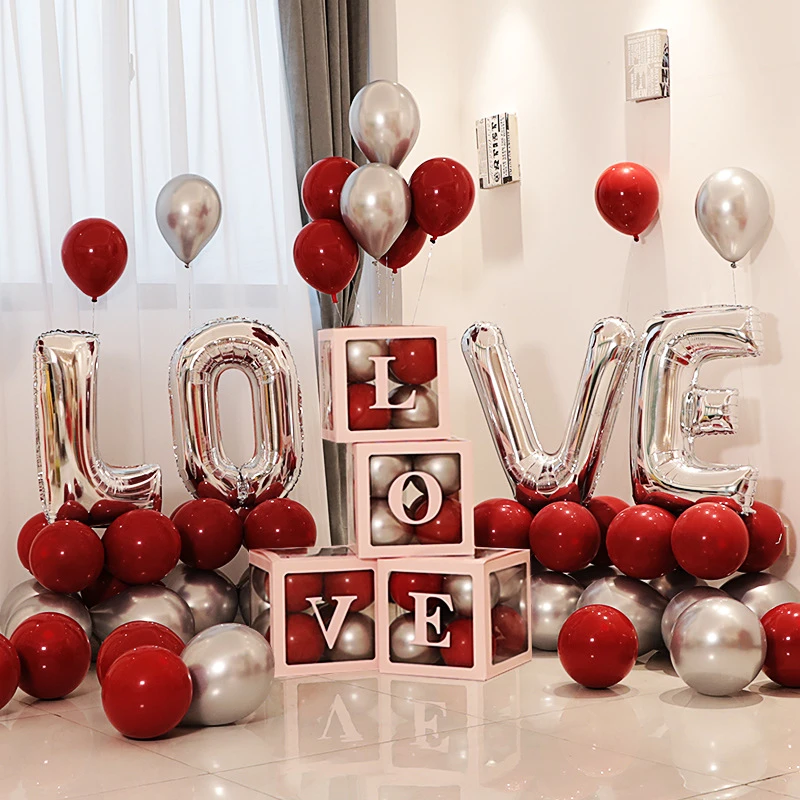 双十一婚房布置套装结婚love字母铝膜气球透明盒子婚礼婚庆客