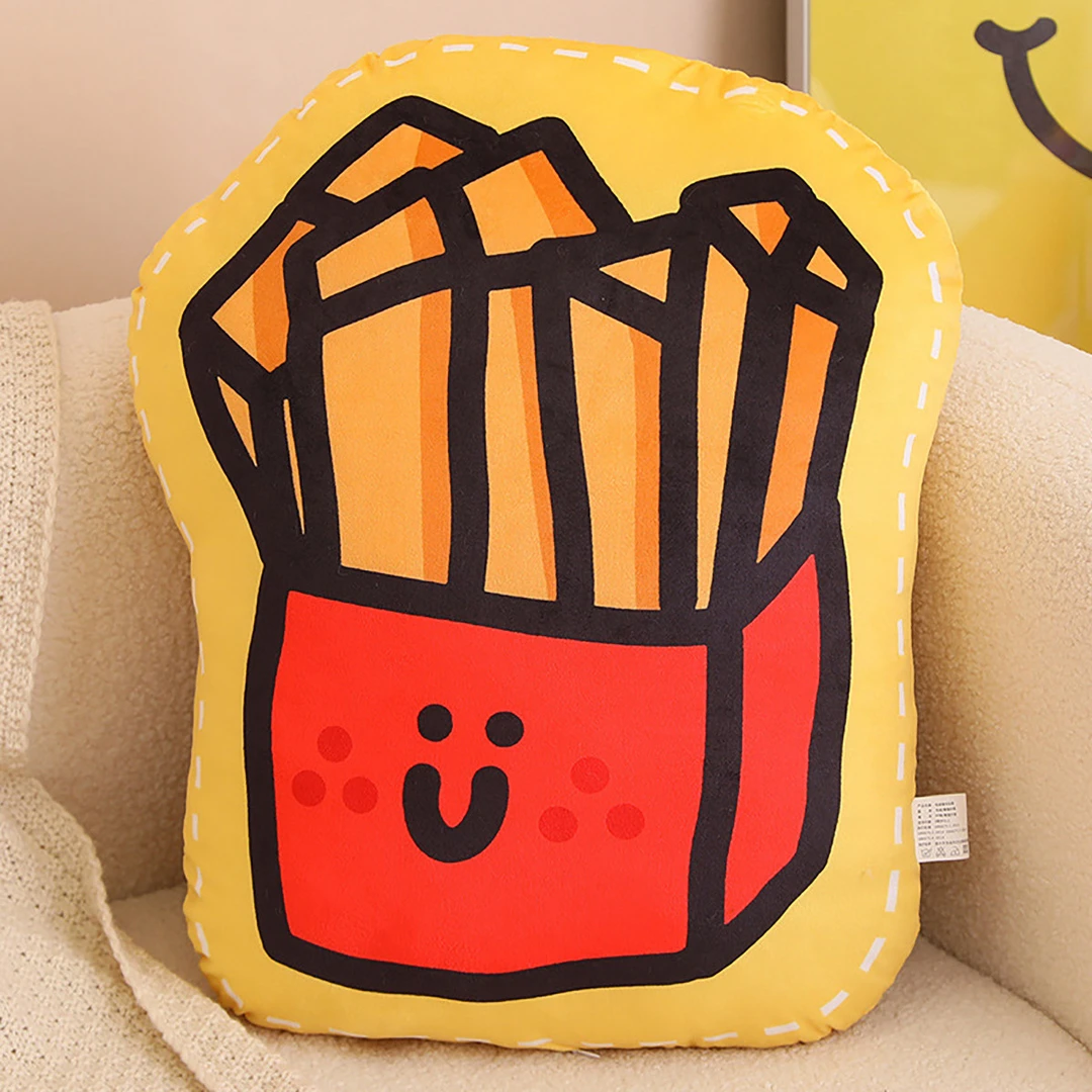 卡通创意汉堡包靠垫抱枕仿真薯条烤肠毛绒吃货联盟生日礼物女