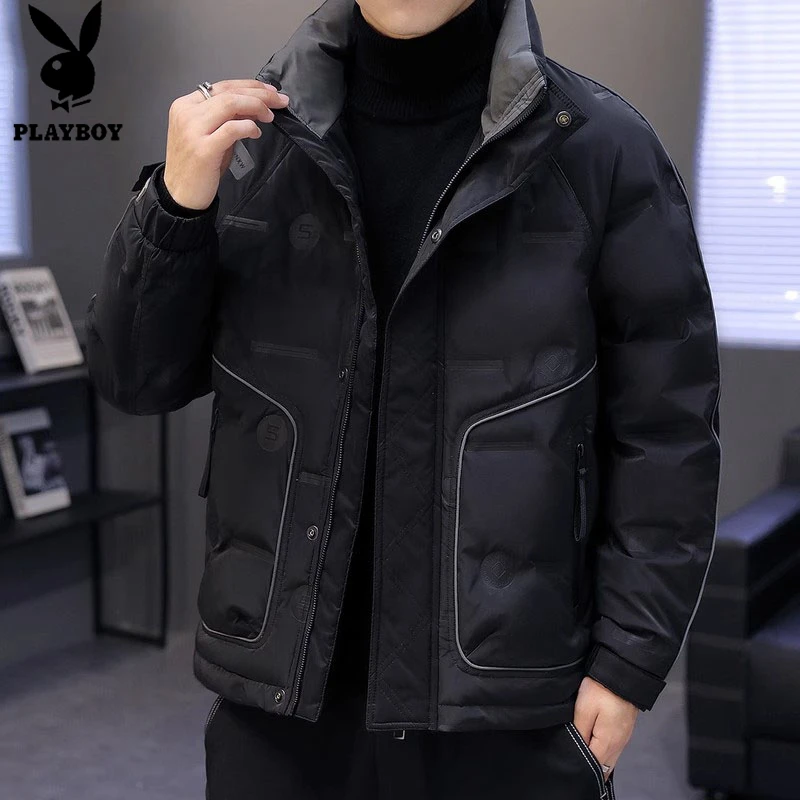 PLAYBOY男士羽绒服冬季男款立领加厚防寒保暖新款羽绒衣外套男装