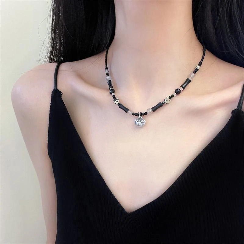 合金项链 新中式项链百搭平安锁项链女国潮小众高级锁骨链长款i