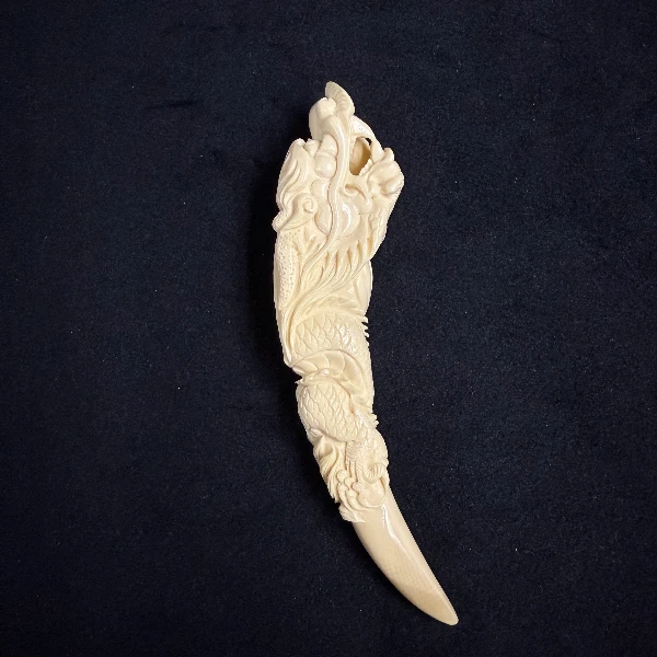 E6024天然猛犸牙雕刻牙尖 支持鉴定 假一罚四