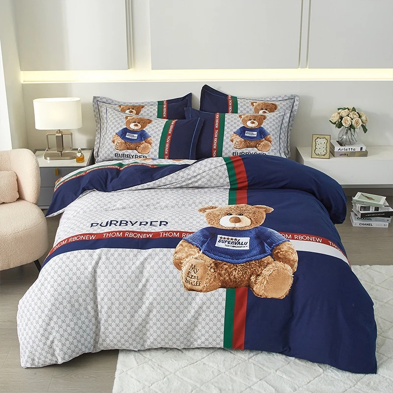 卡通加厚纯棉四件套100%全棉斜纹磨被罩可爱男女孩儿童三件套床单