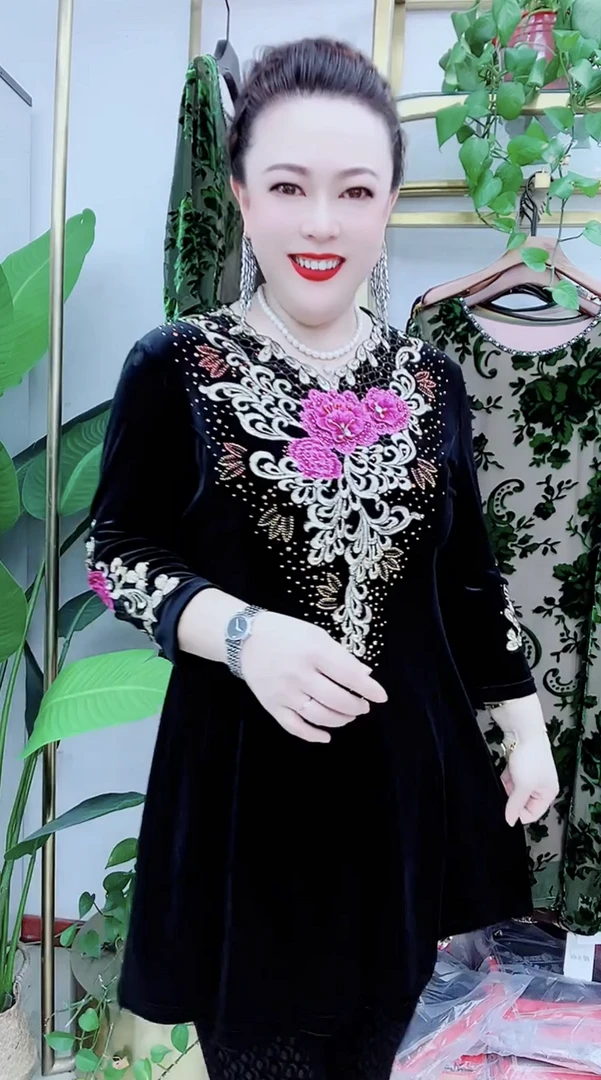 南韩钻石绒长款显瘦洋气妈妈服饰气质网红时尚百搭大衫  88A85265