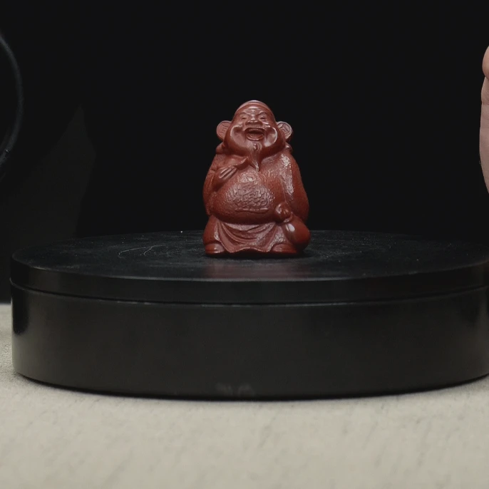 大红袍手工紫砂如意财神茶宠