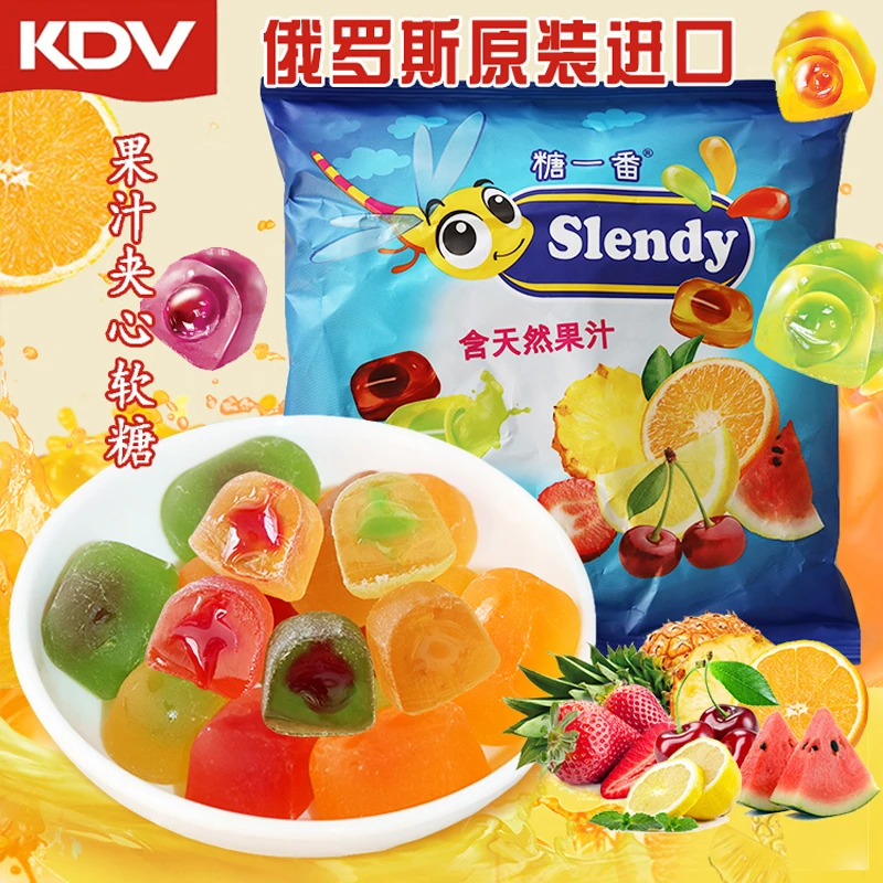 【达人专属】俄罗斯进口KDV金蜻蜓水果软糖爆浆夹心Q糖网红零食500g