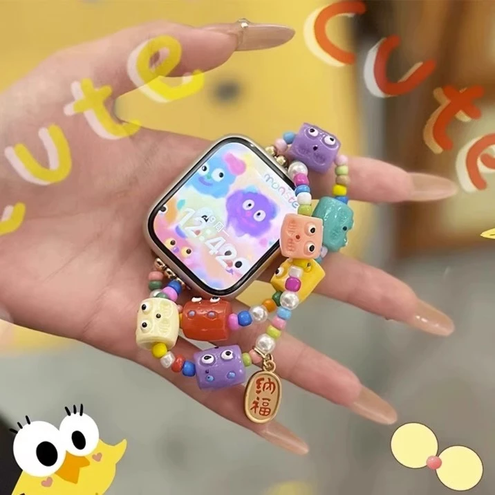 小怪兽多巴胺适用oppo watch3/2/4pro手表带表链彩色可爱se女新款