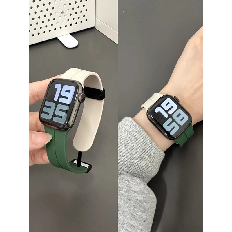 拼色磁吸扣适用GT5手表华为gt4男女gt3pro表带watch5硅胶fit4高级