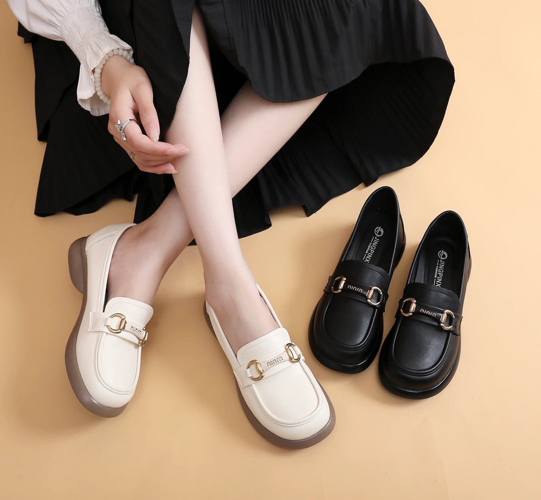 【朵苮品牌】英伦乐福鞋耐磨时尚气质百搭高档软底方头舒适女鞋 美