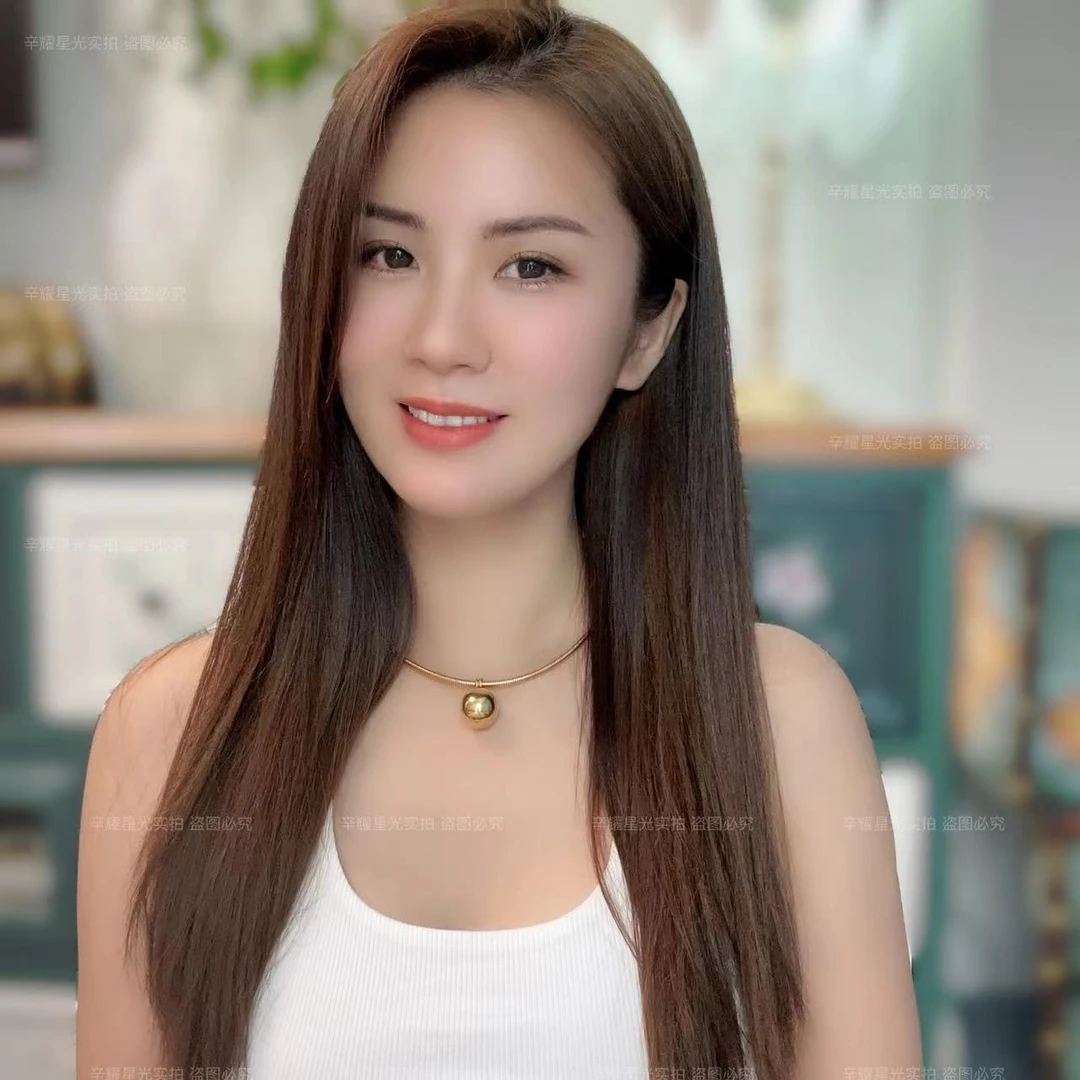 钛钢项链  【不掉色】空心球金属吊坠微弹力项圈甜酷项链