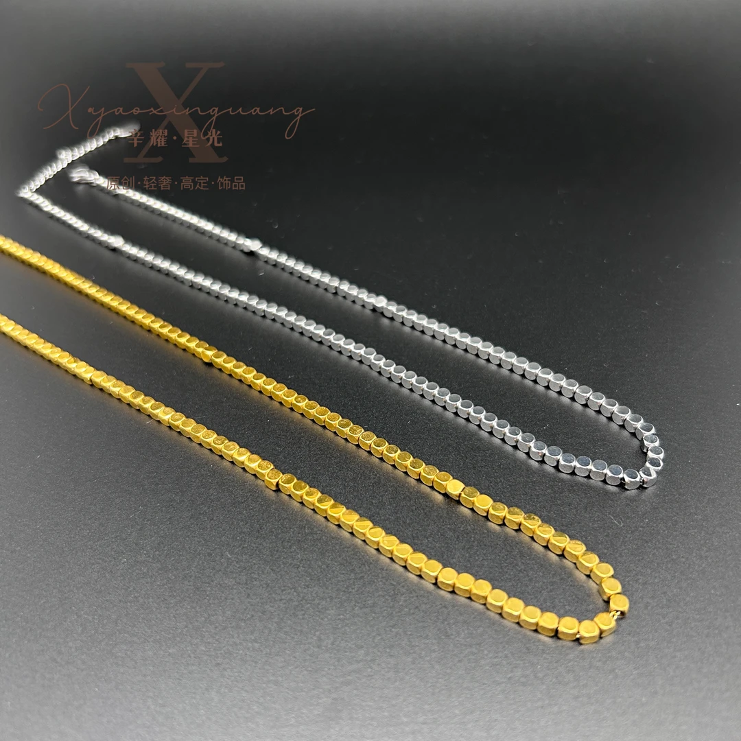 钛钢项链 【不掉色】国风碎碎几两闪闪百搭菱形个性项链饰品颈链
