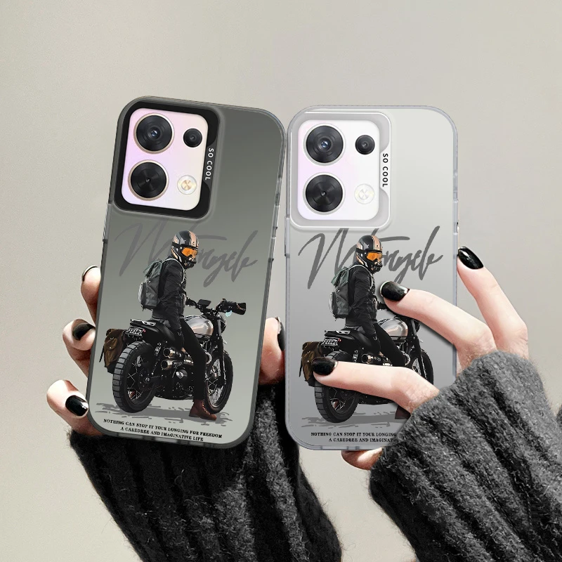 彩银壳潮男机车OPPOReno8手机壳oppo硅胶reno85G镭射手机套