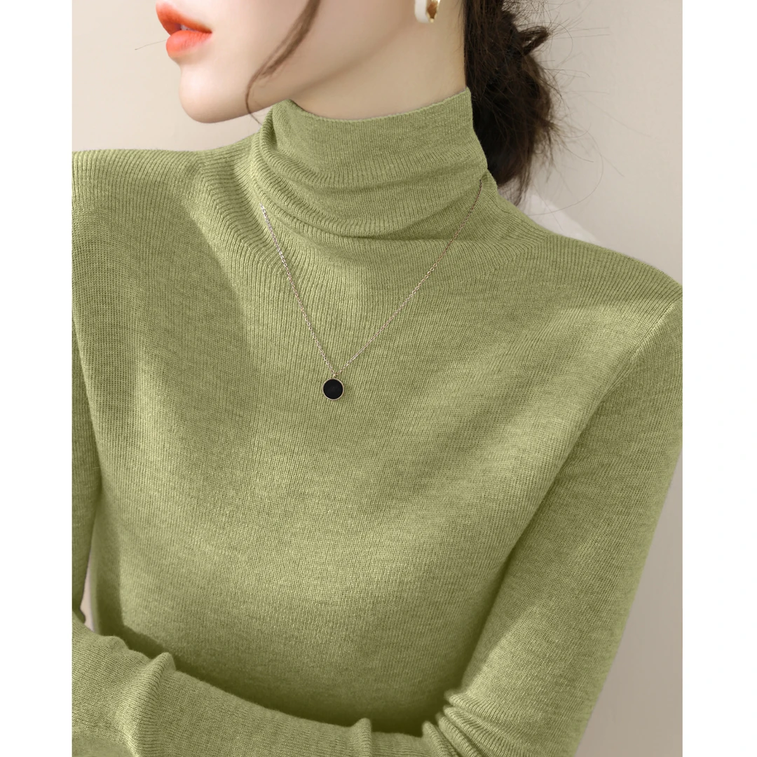 高领毛衣打底衫女2025春秋新款高级感洋气修身显瘦长袖针织衫上衣