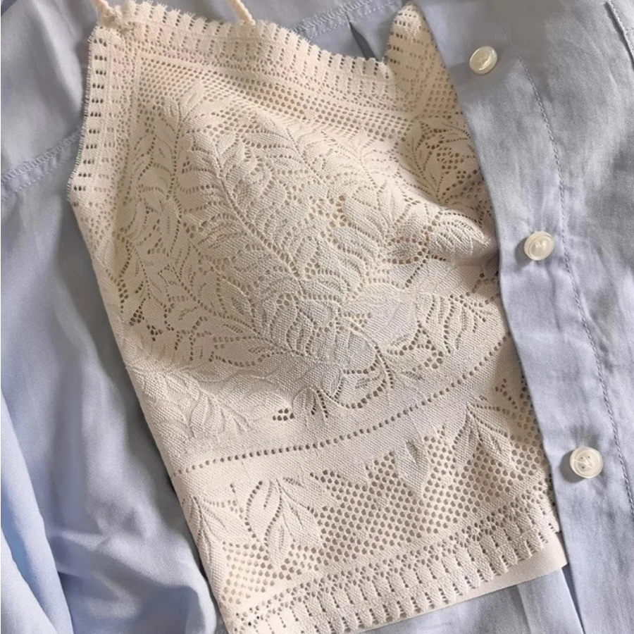 蕾丝美背背心高级感文胸一体小吊带女配衬衫内搭带胸垫抹胸内衣潮