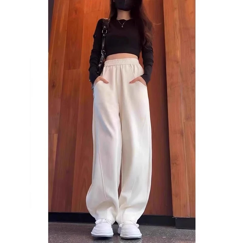 香蕉裤女春秋2025新款高腰弯刀镰刀裤垂感白色裤子阔腿休闲卫裤子