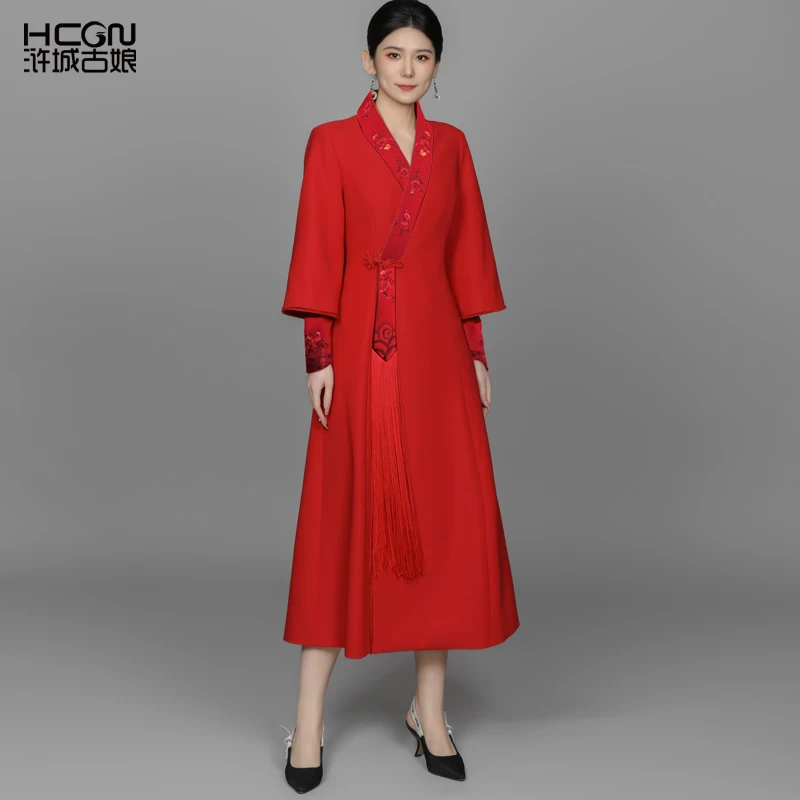 【战袍】国风精致刺绣春秋流苏收腰复古显瘦气质金玉堂战袍ACL11537