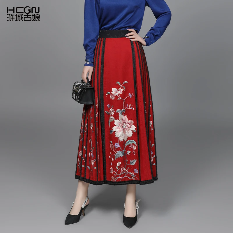 浒城古娘春夏季香祖马面群A字显瘦气质百搭高腰女长款ACL19706