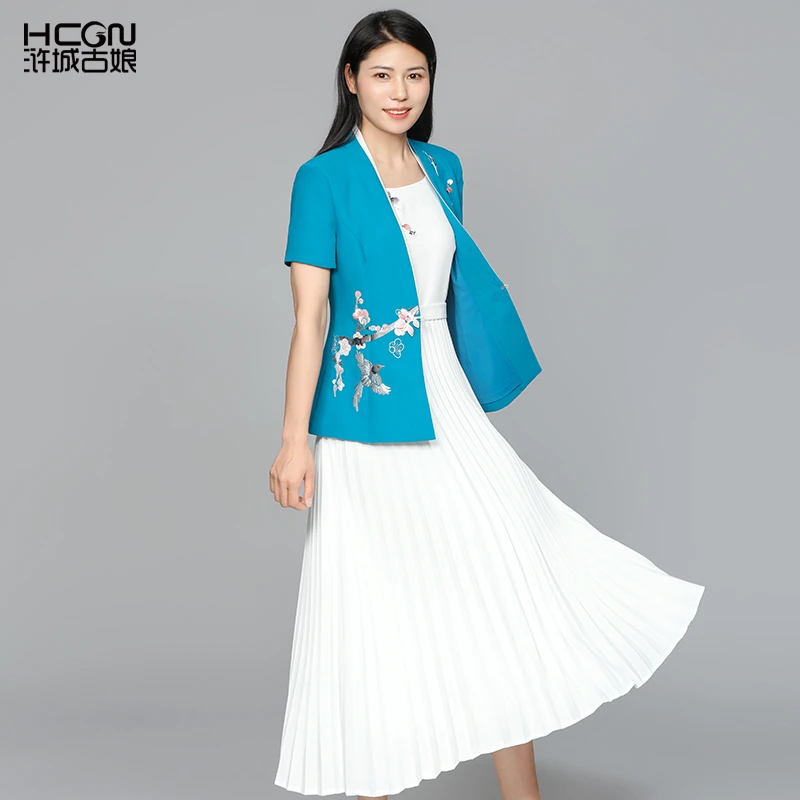 中式夏季精致重工刺绣花女气质职业时尚修身喜上眉梢外套BMT18826