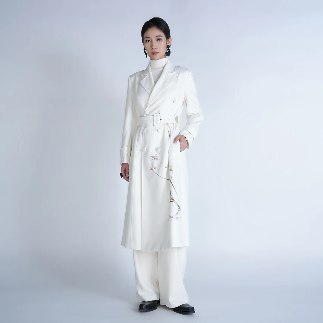 2024春秋精致刺绣中长款收腰气质女经典时尚玉玲珑风衣CCL11565