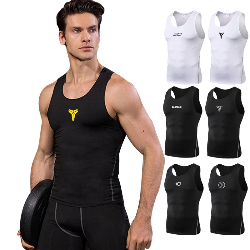 健身背心男无袖速干夏季运动紧身衣坎肩弹力透气吸汗教练服健身衣