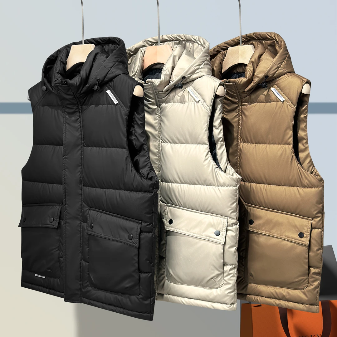 男士新款外穿连帽保暖马夹情侣款秋冬季无袖棉马甲时尚休闲百搭