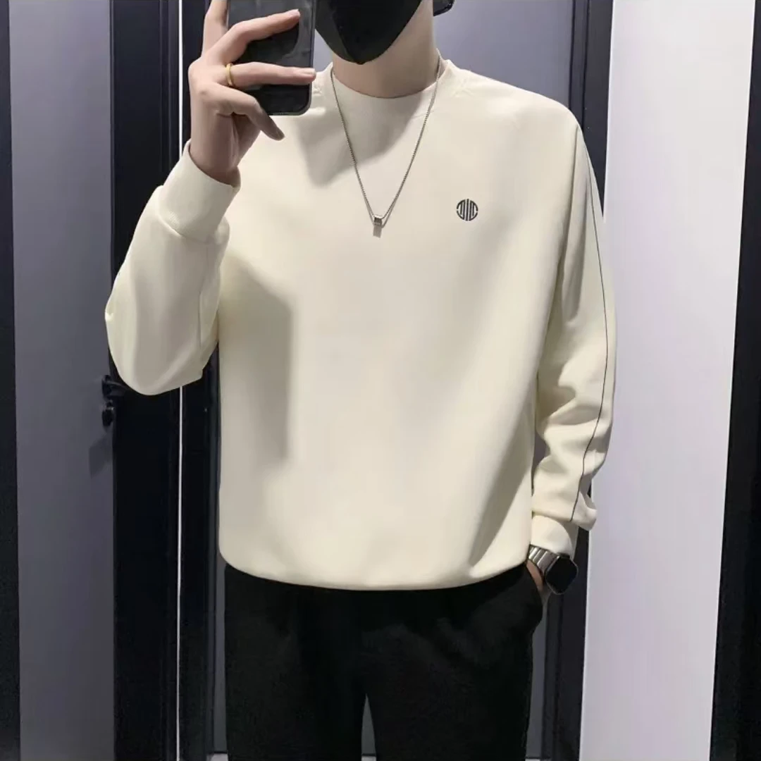 2024秋季上新男士圆领套头卫衣简约时尚长袖百搭男装纯色卫衣6623