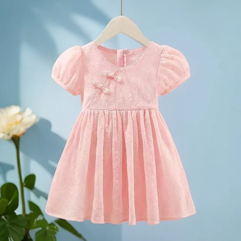 女童连衣裙夏季夏装儿童洋气中国新款旗袍汉服裙子宝宝短袖公主裙