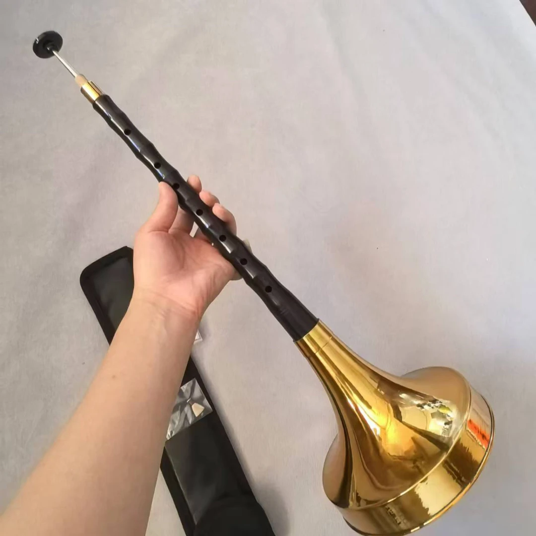 专业黑檀木镜面堂唢呐配镀金加厚漏斗碗大音量民间红白事专用