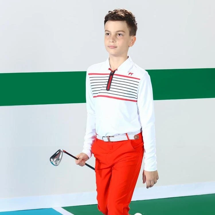 吉缇猫秋冬高尔夫服装男童长袖儿童golf运动T恤吸湿透气儿童上衣