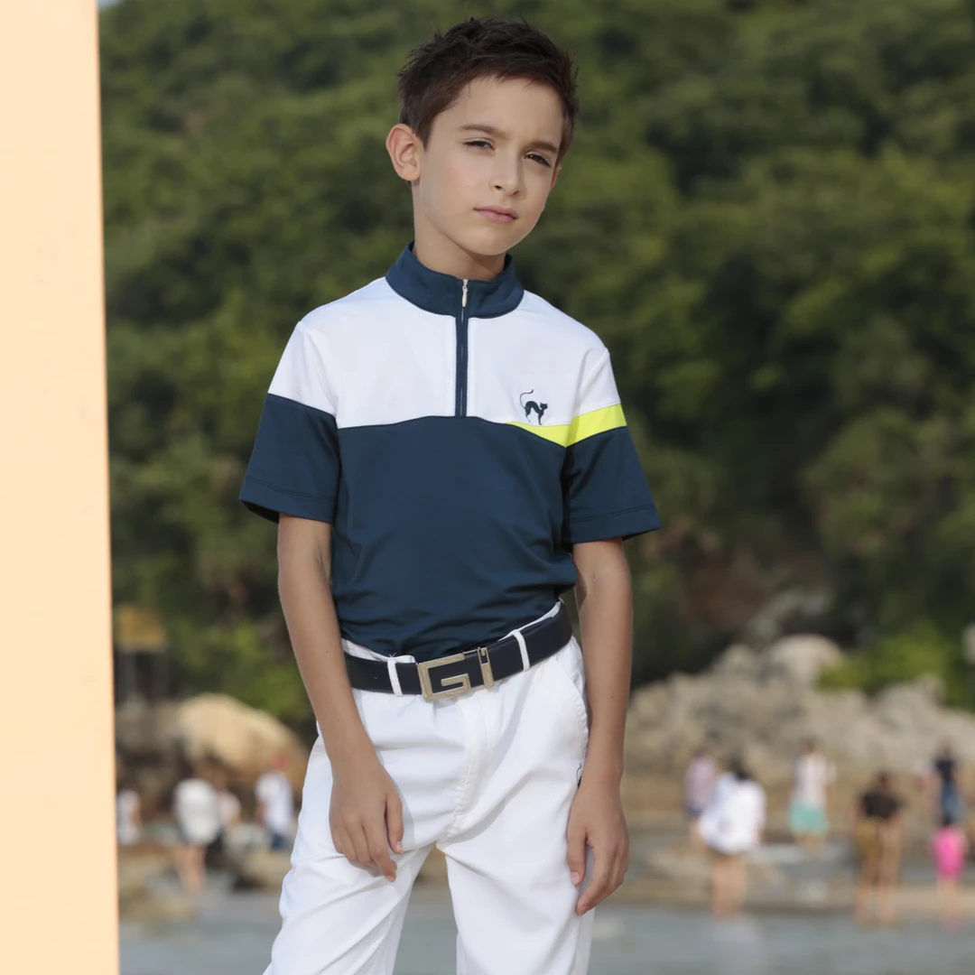 吉缇猫高尔夫服装夏季新款男童吸湿透气短袖golf运动Polo衫男上衣