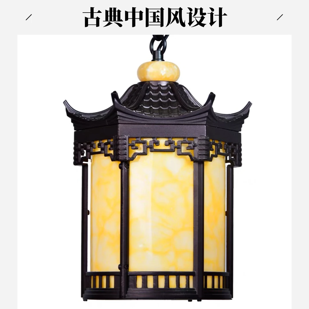 中式仿古灯笼中国风室外庭院宫廷凉亭连廊别墅太阳能柱头灯户外