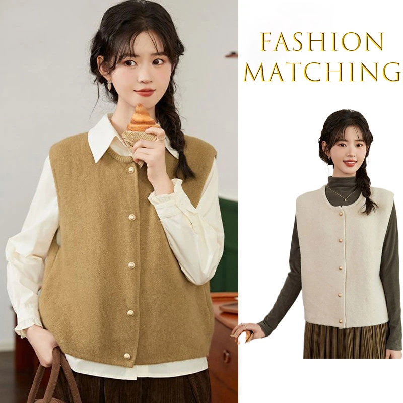 针织马甲背心女秋冬2023新款小个子坎肩叠穿毛衣马夹无袖上衣