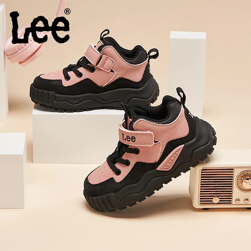 Leekids儿童运动鞋2024秋季新款男童女童加厚高帮冬季保暖休闲鞋