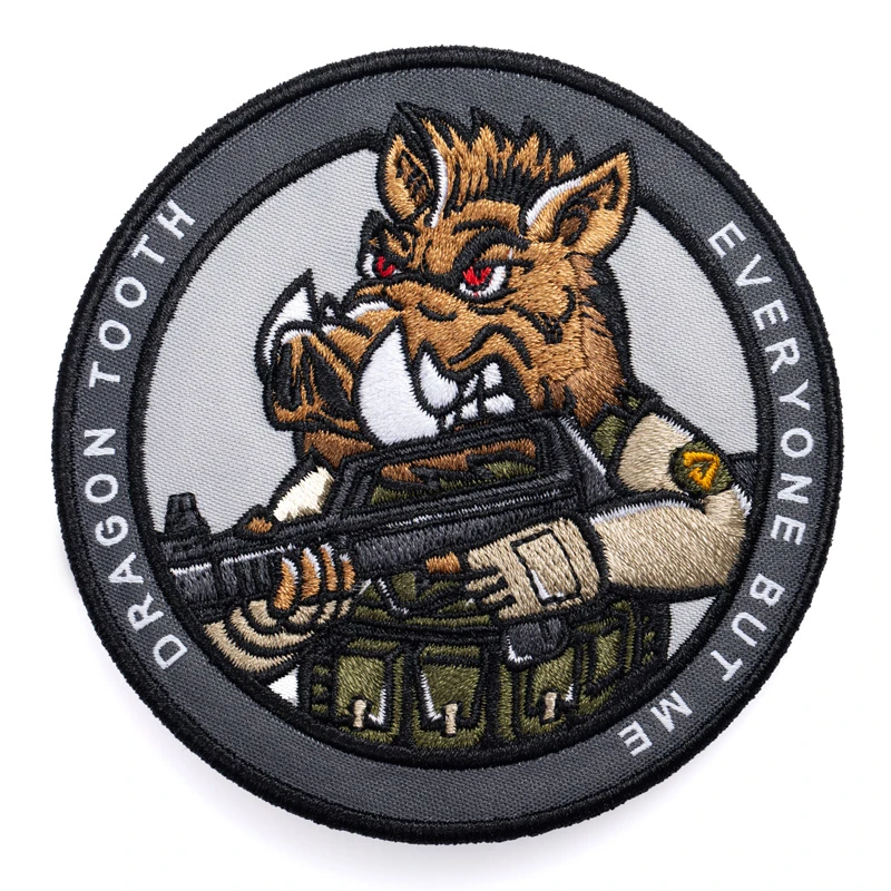 【龙牙】十二生肖战术臂章（猪）圆形魔术贴章图案个性装饰设计质感