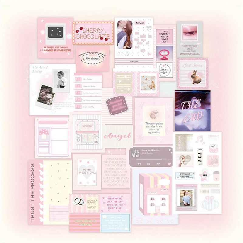 韩国goutte粉红系列手账手帐贴纸包套装手机电脑装饰贴出卡打包